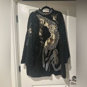 Elegant Black and Gold Sequin Dress